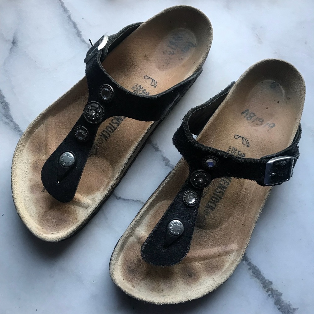 Black Thong Birkenstock Sandals